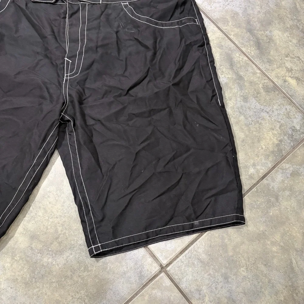 True Religion Men’s Board Shorts Swim Trunks Size 42 Black Swimwear Beach Y2K